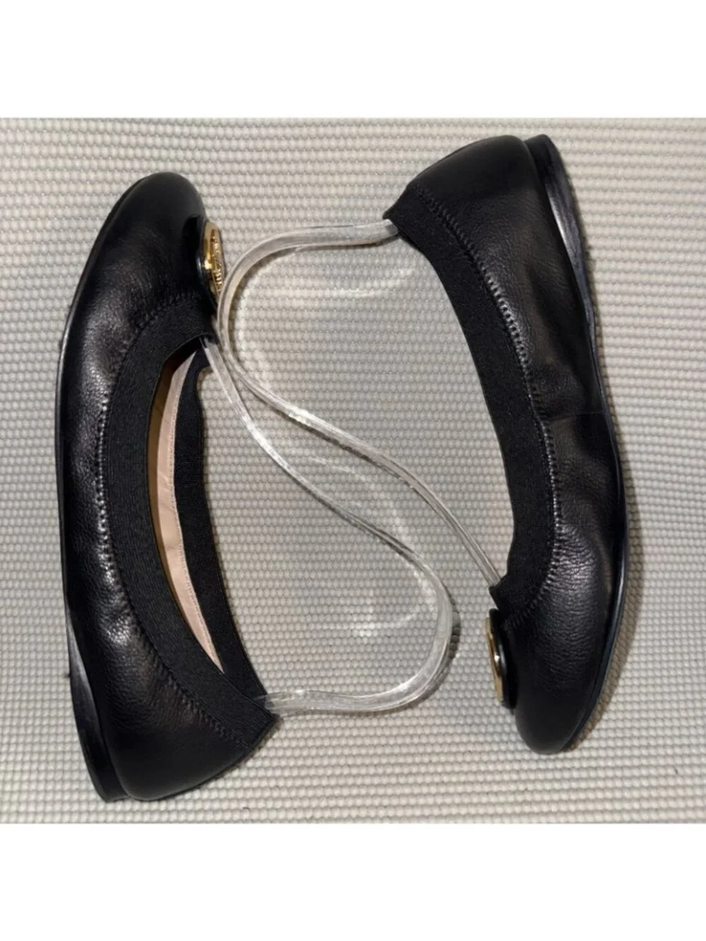 Tory Burch Caroline Black Leather Ballet Designer Flats Shoes Women’s Size 7M